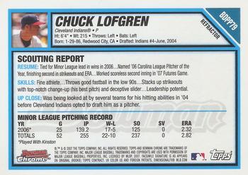 2007 Bowman Draft Picks & Prospects - Chrome Prospects Refractors #BDPP79 Charles Lofgren Back