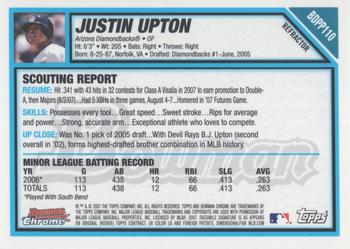 2007 Bowman Draft Picks & Prospects - Chrome Prospects Refractors #BDPP110 Justin Upton Back