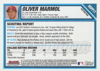 2007 Bowman Draft Picks & Prospects - Chrome Prospects Refractors #BDPP17 Oliver Marmol Back