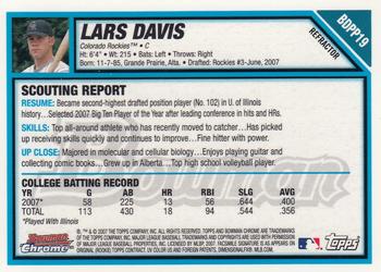 2007 Bowman Draft Picks & Prospects - Chrome Prospects Refractors #BDPP19 Lars Davis Back