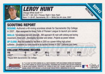 2007 Bowman Draft Picks & Prospects - Chrome Prospects Refractors #BDPP43 Leroy Hunt Back