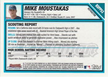 2007 Bowman Draft Picks & Prospects - Chrome Prospects Refractors #BDPP53 Mike Moustakas Back