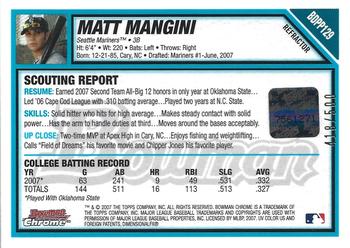 2007 Bowman Draft Picks & Prospects - Chrome Prospects Refractors #BDPP129 Matt Mangini Back