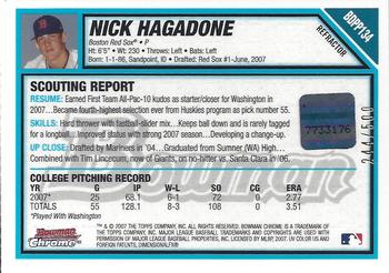 2007 Bowman Draft Picks & Prospects - Chrome Prospects Refractors #BDPP134 Nick Hagadone Back