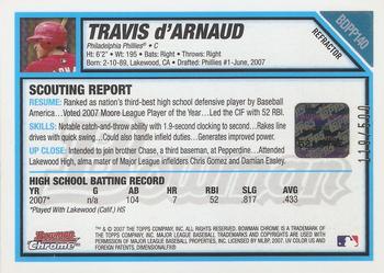 2007 Bowman Draft Picks & Prospects - Chrome Prospects Refractors #BDPP140 Travis d'Arnaud Back