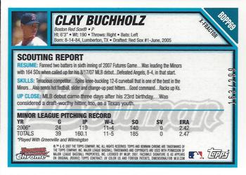 2007 Bowman Draft Picks & Prospects - Chrome Prospects X-Fractors #BDPP69 Clay Buchholz Back