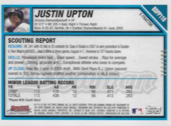 2007 Bowman Draft Picks & Prospects - Chrome Prospects X-Fractors #BDPP110 Justin Upton Back