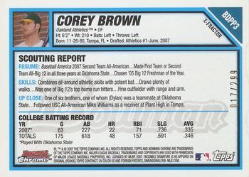 2007 Bowman Draft Picks & Prospects - Chrome Prospects X-Fractors #BDPP3 Corey Brown Back