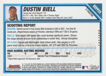 2007 Bowman Draft Picks & Prospects - Chrome Prospects X-Fractors #BDPP25 Dustin Biell Back