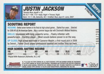 2007 Bowman Draft Picks & Prospects - Chrome Prospects X-Fractors #BDPP30 Justin Jackson Back