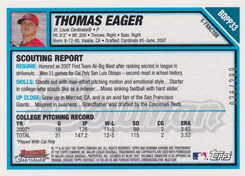 2007 Bowman Draft Picks & Prospects - Chrome Prospects X-Fractors #BDPP33 Thomas Eager Back