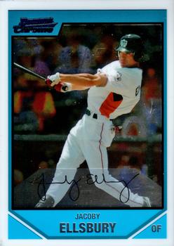 2007 Bowman Draft Picks & Prospects - Futures Game Chrome Prospects Bases #BDPP105 Jacoby Ellsbury Front