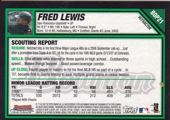 2007 Bowman Draft Picks & Prospects - Chrome Refractors #BDP21 Fred Lewis Back