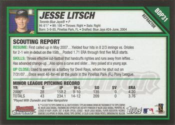 2007 Bowman Draft Picks & Prospects - Chrome Refractors #BDP31 Jesse Litsch Back