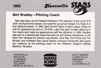 1992 Burger King Huntsville Stars #NNO Bert Bradley Back