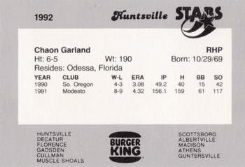 1992 Burger King Huntsville Stars #NNO Chaon Garland Back