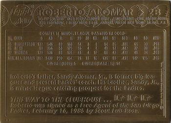 1992-94 Highland Mint Topps Mint-Cards Bronze #4T Roberto Alomar Back