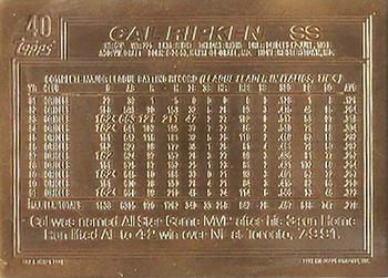 1992-94 Highland Mint Topps Mint-Cards Bronze #40 Cal Ripken Jr. Back