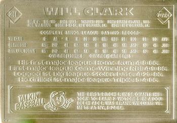 1992-94 Highland Mint Topps Mint-Cards Silver #24T Will Clark Back