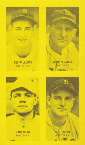 1977 Jim Rowe 4-on-1 Exhibits #NNO Joe Cronin / Herb Pennock / Babe Ruth / Ted Williams Front