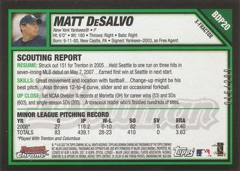 2007 Bowman Draft Picks & Prospects - Chrome X-Fractors #BDP20 Matt DeSalvo Back