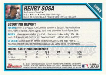 2007 Bowman Draft Picks & Prospects - Prospects #BDPP76 Henry Sosa Back
