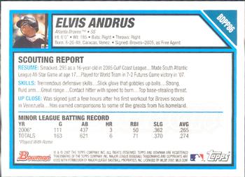 2007 Bowman Draft Picks & Prospects - Prospects #BDPP86 Elvis Andrus Back