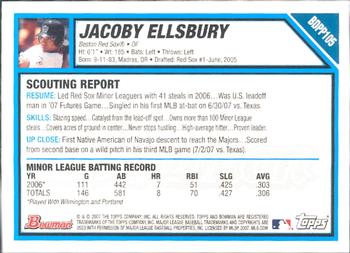 2007 Bowman Draft Picks & Prospects - Prospects #BDPP105 Jacoby Ellsbury Back