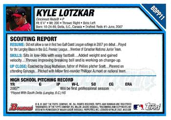 2007 Bowman Draft Picks & Prospects - Prospects #BDPP11 Kyle Lotzkar Back