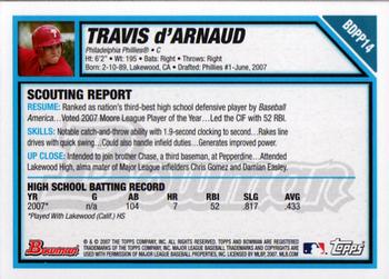 2007 Bowman Draft Picks & Prospects - Prospects #BDPP14 Travis d'Arnaud Back