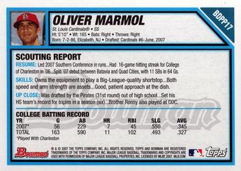 2007 Bowman Draft Picks & Prospects - Prospects #BDPP17 Oliver Marmol Back