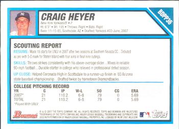 2007 Bowman Draft Picks & Prospects - Prospects #BDPP36 Craig Heyer Back