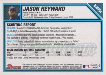 2007 Bowman Draft Picks & Prospects - Prospects #BDPP54 Jason Heyward Back