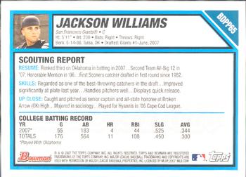 2007 Bowman Draft Picks & Prospects - Prospects #BDPP65 Jackson Williams Back