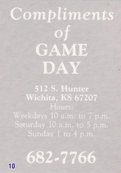 1989 Wichita Wranglers Stadium Set SGA #10 Compliments of Game Day Front