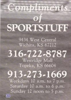 1989 Wichita Wranglers Stadium Set SGA #30 Compliments of Sportstuff Front