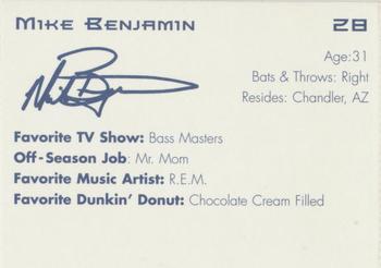1997 Dunkin' Donuts Pawtucket Red Sox #NNO Mike Benjamin Back