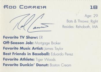 1997 Dunkin' Donuts Pawtucket Red Sox #NNO Rod Correia Back