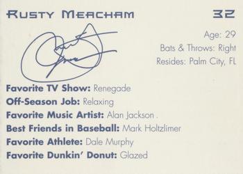 1997 Dunkin' Donuts Pawtucket Red Sox #NNO Rusty Meacham Back