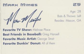1997 Dunkin' Donuts Pawtucket Red Sox #NNO Mark Mimbs Back