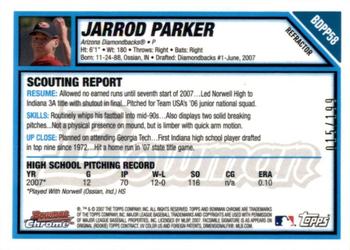 2007 Bowman Draft Picks & Prospects - Prospects Blue #BDPP58 Jarrod Parker Back
