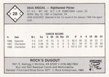 1989 Rock's Dugout Wichita Wranglers Red Border #NNO Doug Brocail Back