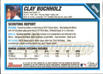 2007 Bowman Draft Picks & Prospects - Prospects Gold #BDPP69 Clay Buchholz Back