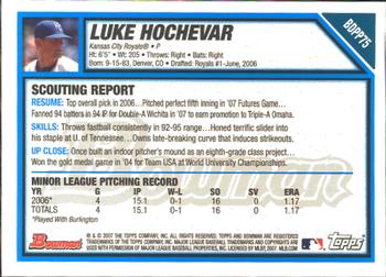 2007 Bowman Draft Picks & Prospects - Prospects Gold #BDPP75 Luke Hochevar Back