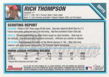 2007 Bowman Draft Picks & Prospects - Prospects Gold #BDPP78 Rich Thompson Back