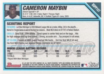 2007 Bowman Draft Picks & Prospects - Prospects Gold #BDPP107 Cameron Maybin Back