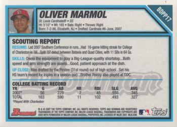 2007 Bowman Draft Picks & Prospects - Prospects Gold #BDPP17 Oliver Marmol Back