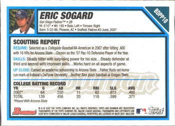 2007 Bowman Draft Picks & Prospects - Prospects Gold #BDPP18 Eric Sogard Back