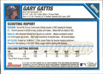 2007 Bowman Draft Picks & Prospects - Prospects Gold #BDPP60 Gary Gattis Back