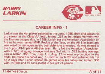 1990 Star Barry Larkin / Bo Jackson - Glossy #8 Barry Larkin Back
